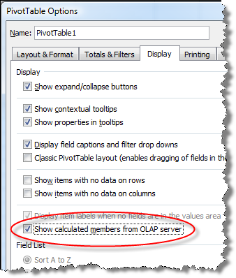 FIG02 - PivotTable options for Show Calculated Members