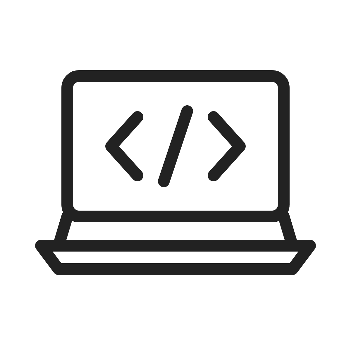 Laptop with code brackets