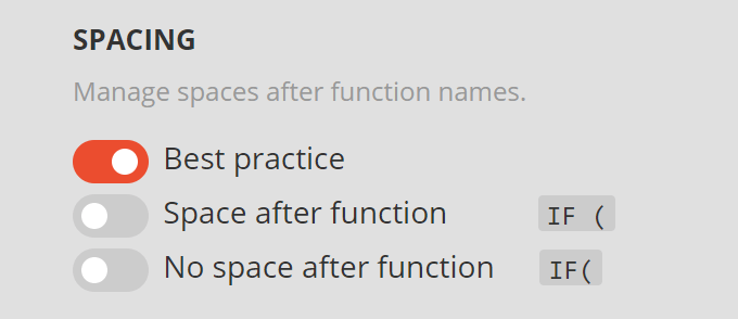 New spacing options